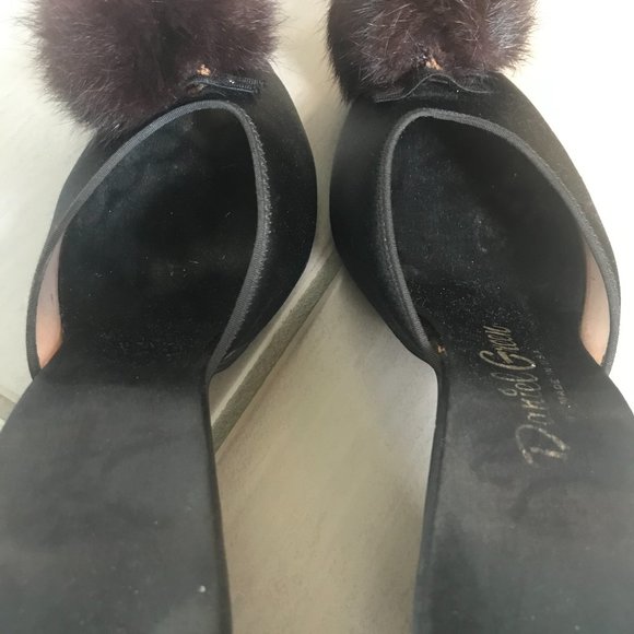 Vintage 1950s Daniel Green Fur and Satin Mules - Picture 7 of 9